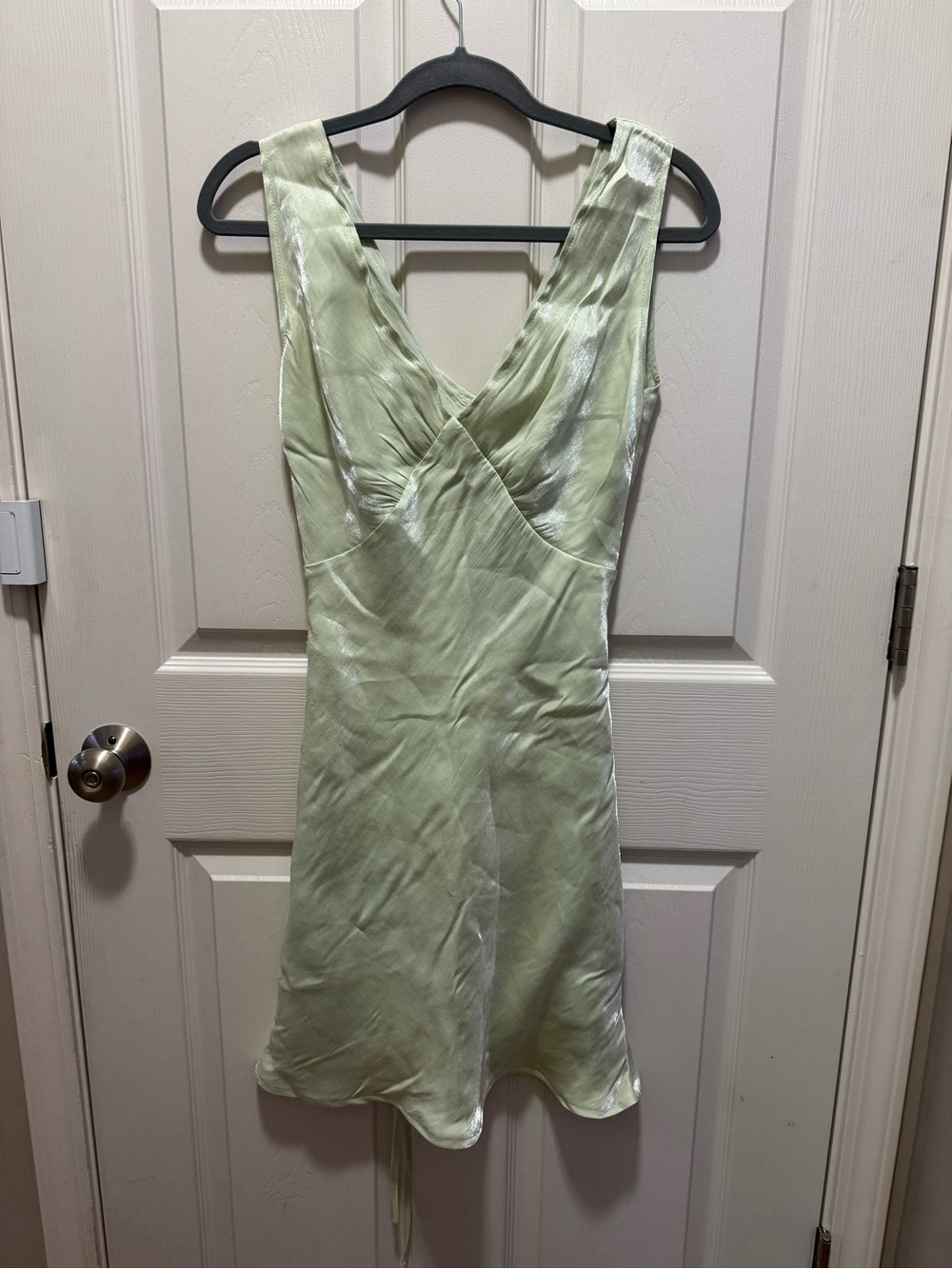 Peppermayo Light Green Satin Mini Dress
